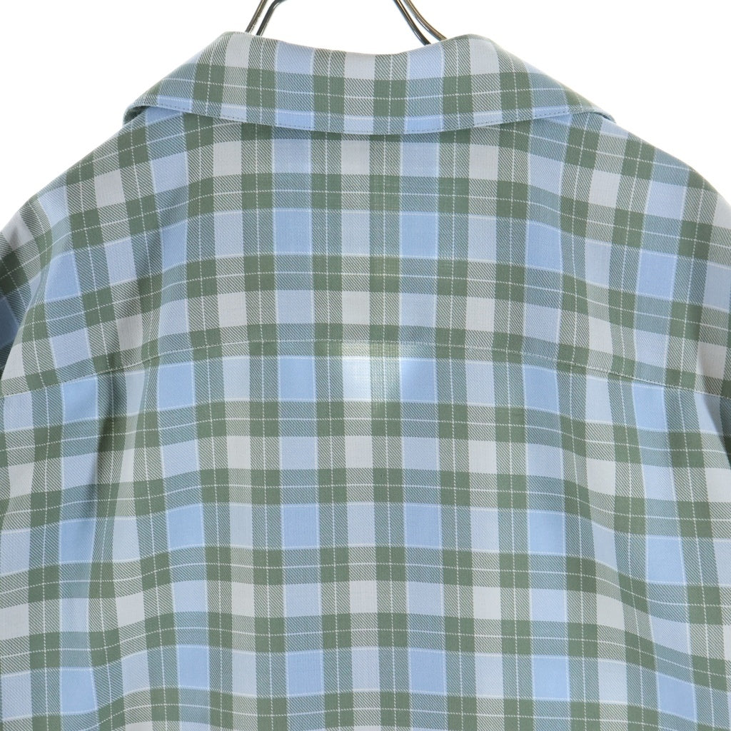 LOEWE(ロエベ) 25AW アナグラム チェック柄 ボタンアップ オープンカラー ボウリング半袖シャツ ブルー H526Y05WF0