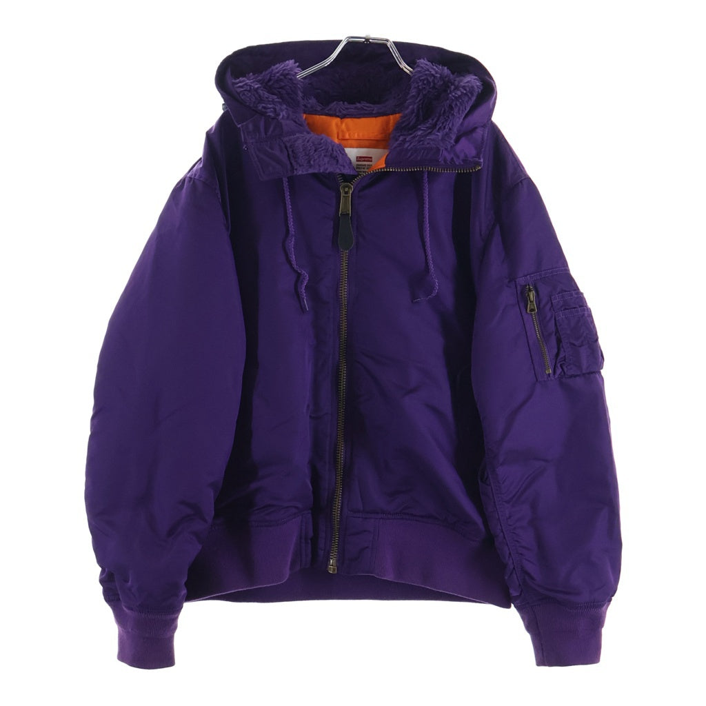 SUPREME(シュプリーム) 21AW Hooded MA-1 ナイロン フーデッド フライト ボンバージャケット ブルゾン パープル