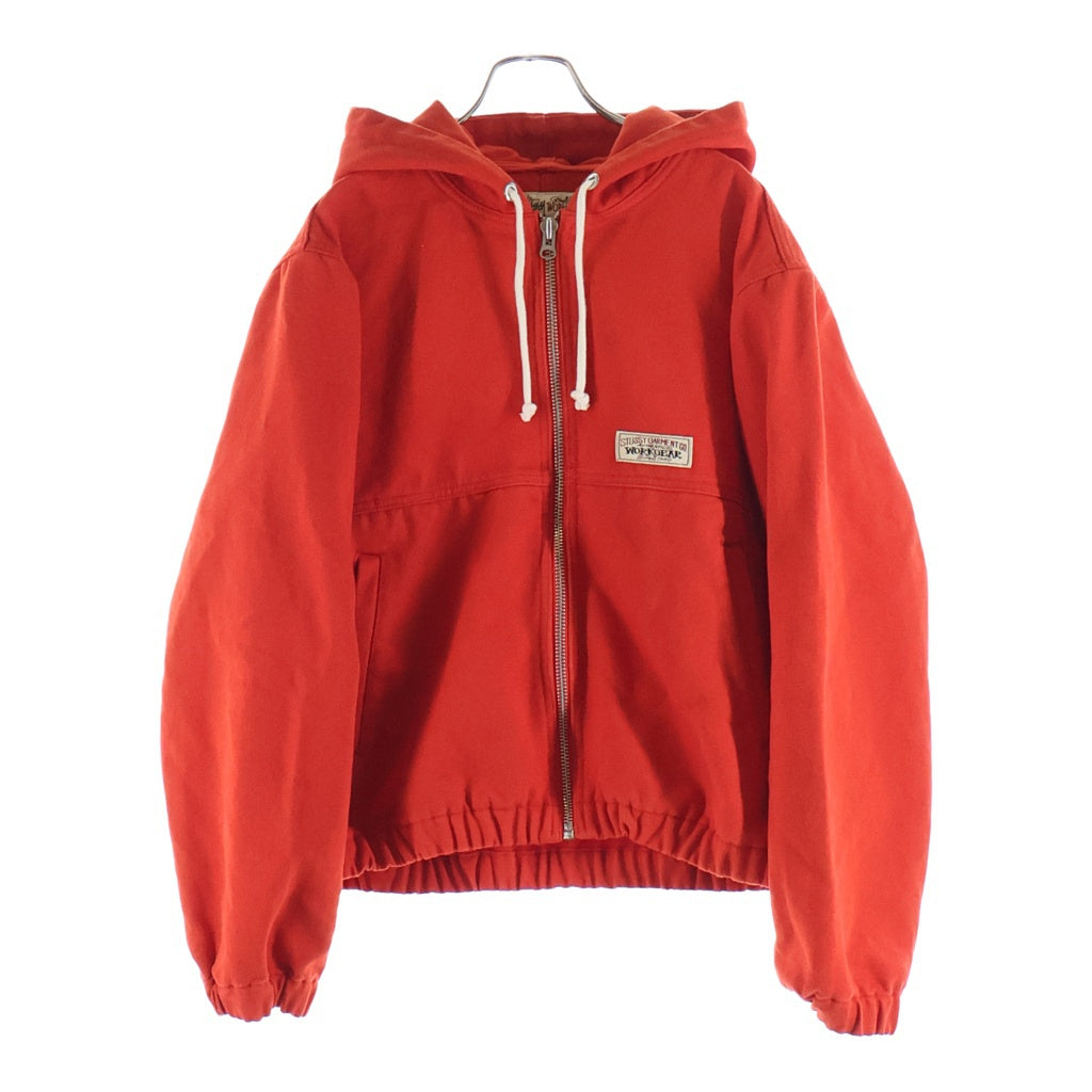 STUSSY(ステューシー) WORK JACKET UNLINED CANVAS キャンバス ドローコード コットン ジップアップ フーディー パーカー ワークジャケット レッド 115913