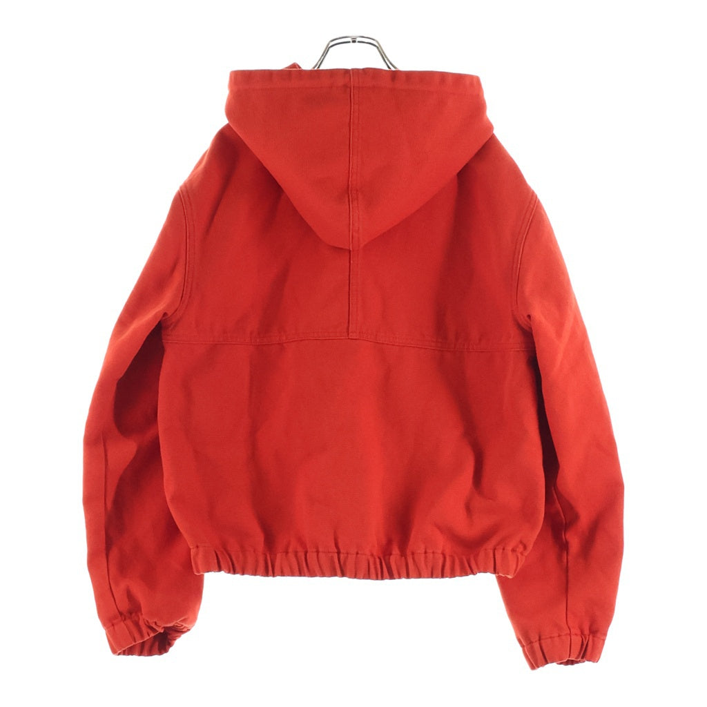 STUSSY(ステューシー) WORK JACKET UNLINED CANVAS キャンバス ドローコード コットン ジップアップ フーディー パーカー ワークジャケット レッド 115913