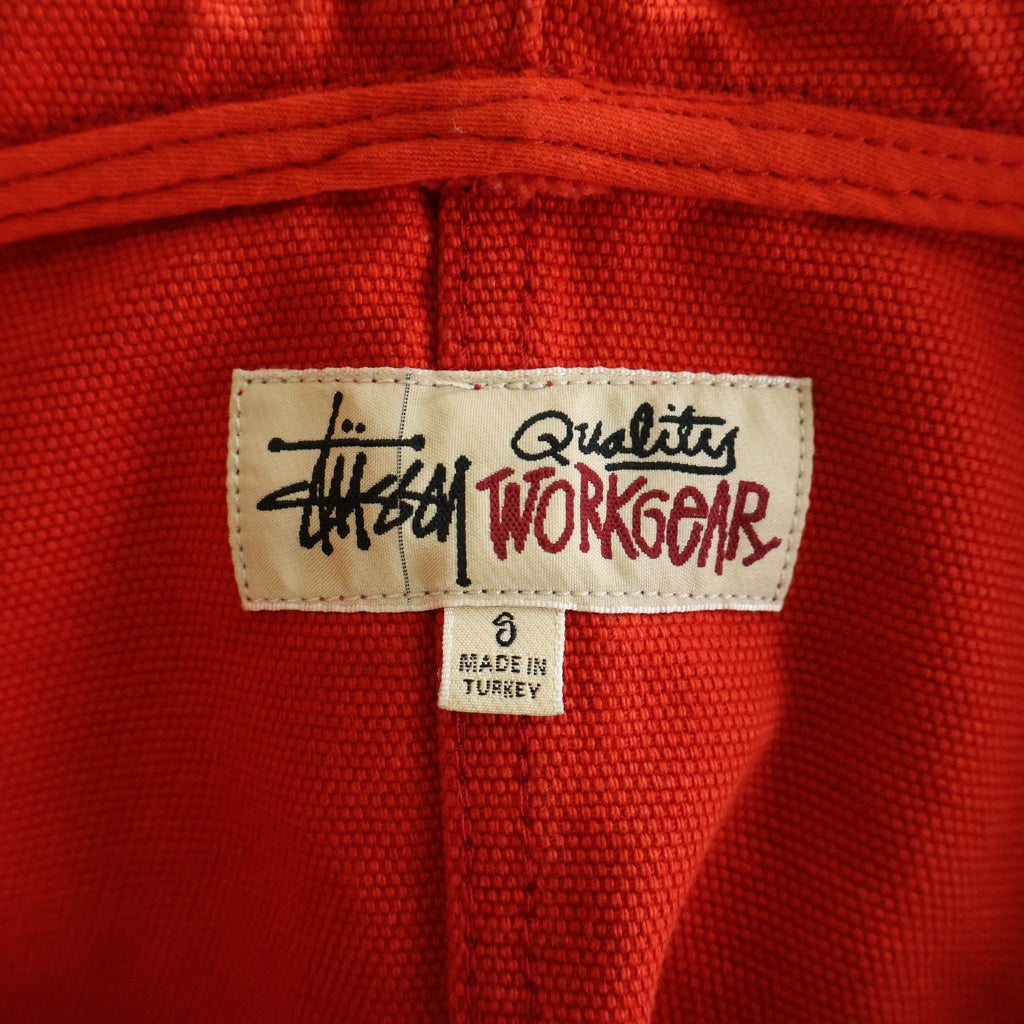 STUSSY(ステューシー) WORK JACKET UNLINED CANVAS キャンバス ドローコード コットン ジップアップ フーディー パーカー ワークジャケット レッド 115913