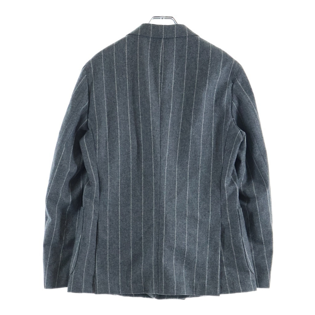HUGO BOSS(ヒューゴボス) ストライプ柄 セットアップスーツ ダブルブレスト ウールテーラードジャケット 1タック スラックスパンツ グレー 10229122