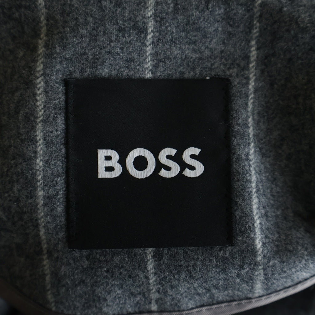 HUGO BOSS(ヒューゴボス) ストライプ柄 セットアップスーツ ダブルブレスト ウールテーラードジャケット 1タック スラックスパンツ グレー 10229122