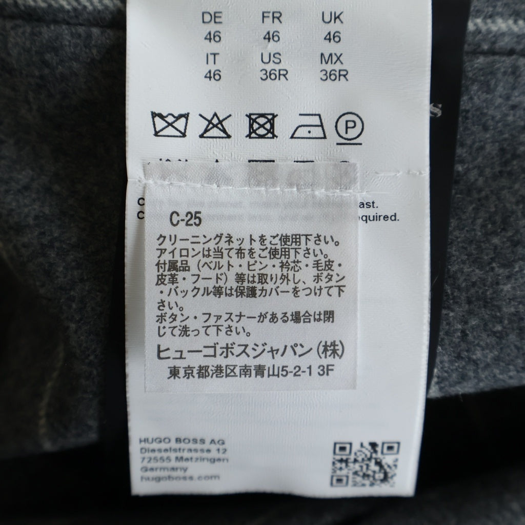 HUGO BOSS(ヒューゴボス) ストライプ柄 セットアップスーツ ダブルブレスト ウールテーラードジャケット 1タック スラックスパンツ グレー 10229122