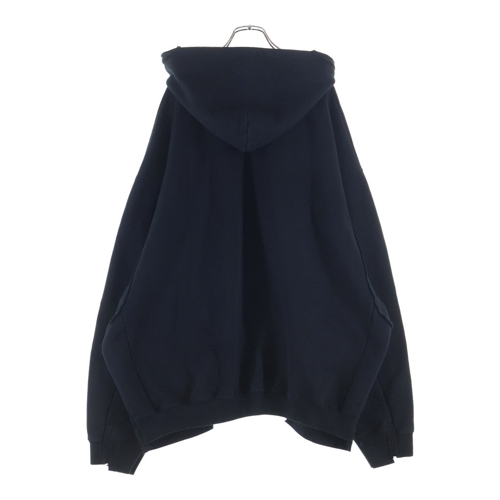 VETEMENTS(ヴェトモン) 23SS BLACKOUT CUT UP HOODIE ブラックアウト カットアップ ドッキング加工 ジップアップパーカー フーディー ブラック UA65HD413B