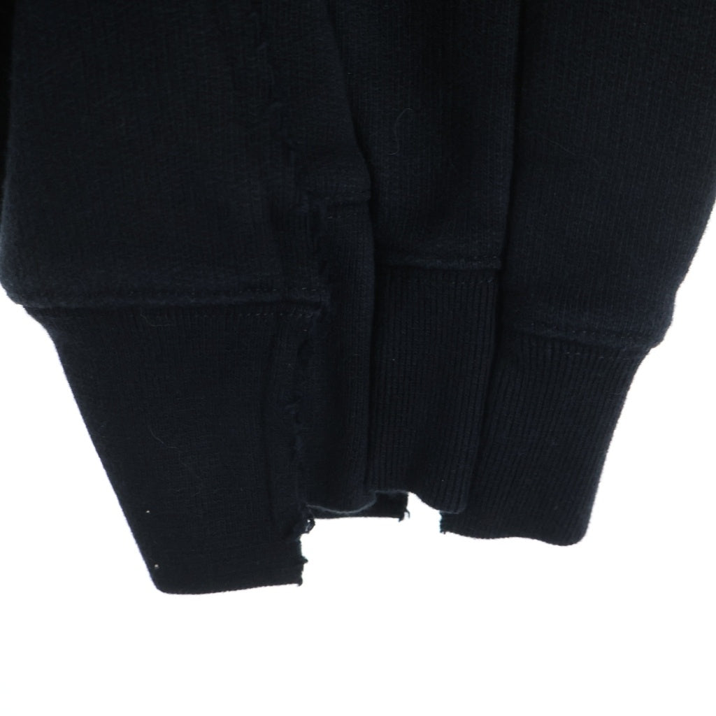 VETEMENTS(ヴェトモン) 23SS BLACKOUT CUT UP HOODIE ブラックアウト カットアップ ドッキング加工 ジップアップパーカー フーディー ブラック UA65HD413B