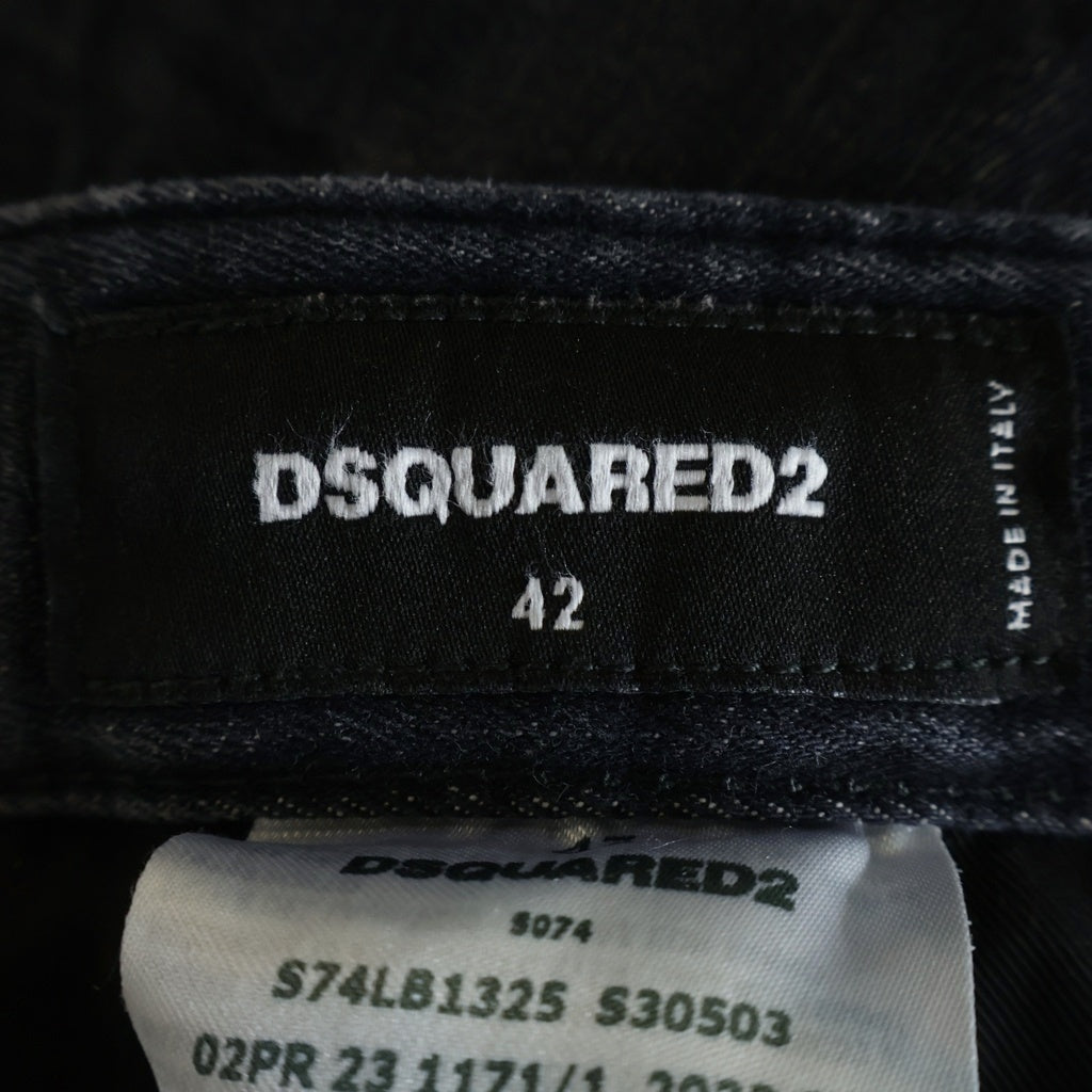 DSQUARED2(ディースクエアード) SKATER JEAN スケータージーン ウォッシュ加工 ペイント加工 ボタンフライ スキニーデニムパンツ ブラック S74LB1325 S30503