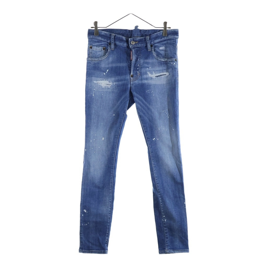 DSQUARED2(ディースクエアード) SUPER TWINKY JEAN スーパートゥインキージーン ダメージ加工 ボタンフライ スキニーデニムパンツ インディゴ S74LB1676 S30872