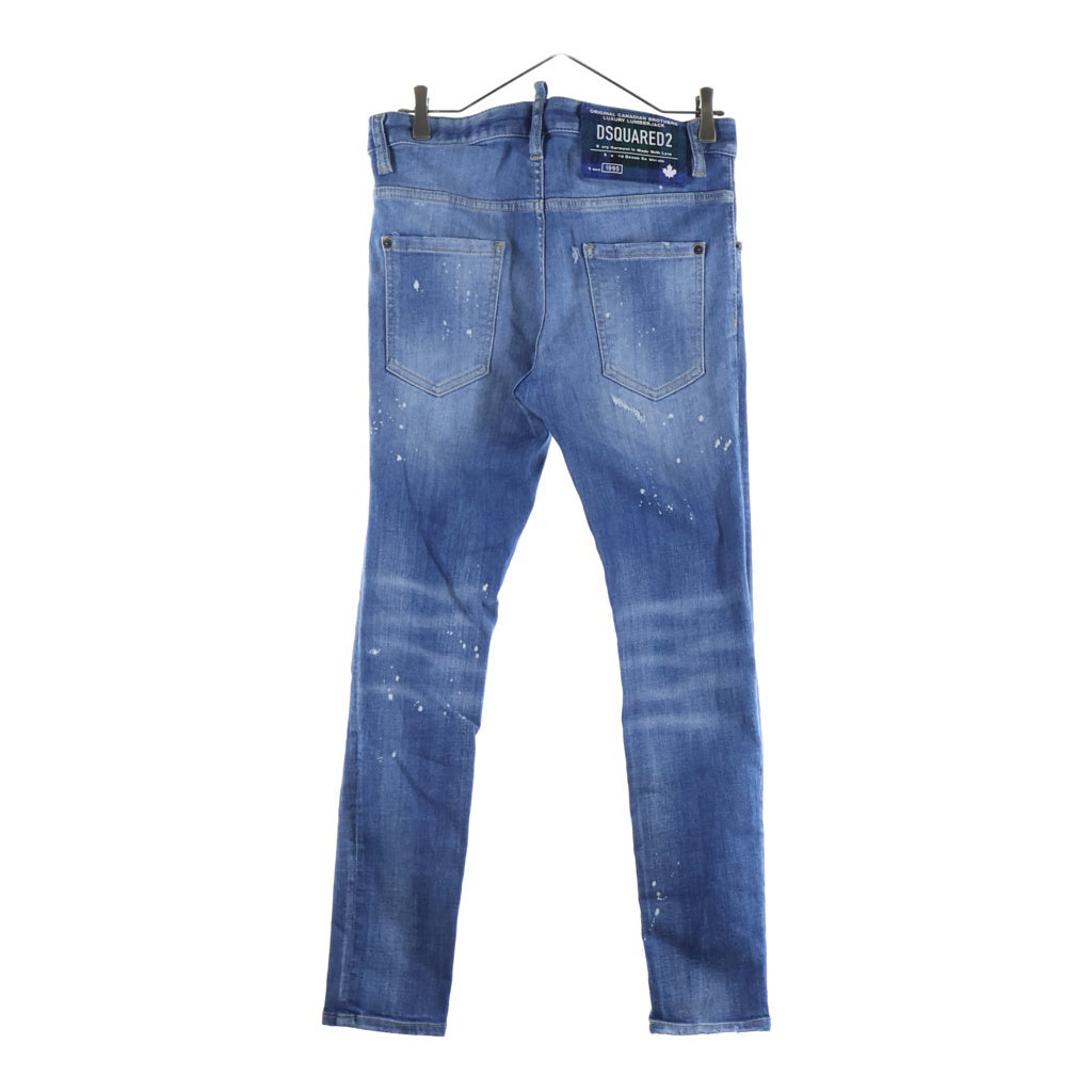 DSQUARED2(ディースクエアード) SUPER TWINKY JEAN スーパートゥインキージーン ダメージ加工 ボタンフライ スキニーデニムパンツ インディゴ S74LB1676 S30872
