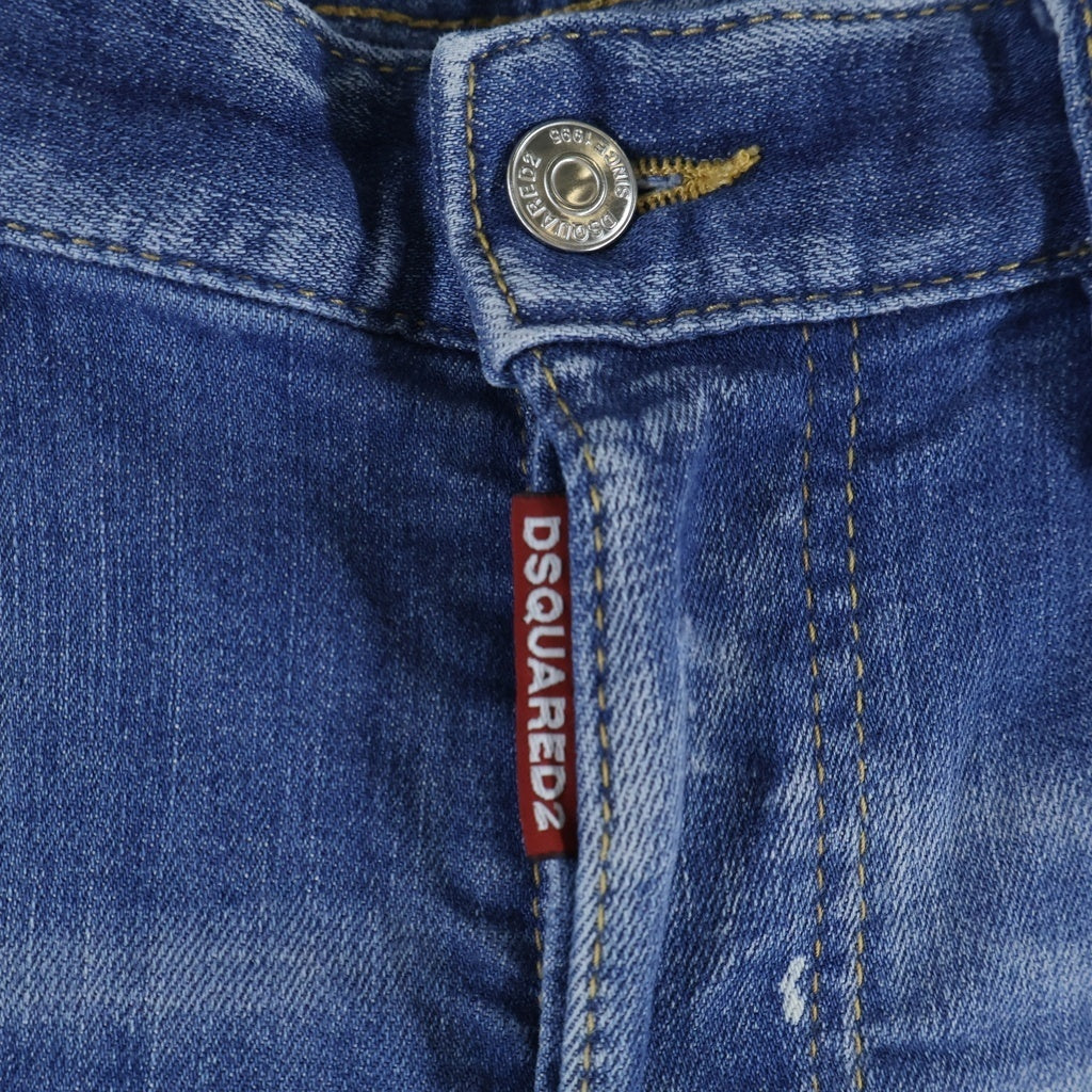 DSQUARED2(ディースクエアード) SUPER TWINKY JEAN スーパートゥインキージーン ダメージ加工 ボタンフライ スキニーデニムパンツ インディゴ S74LB1676 S30872