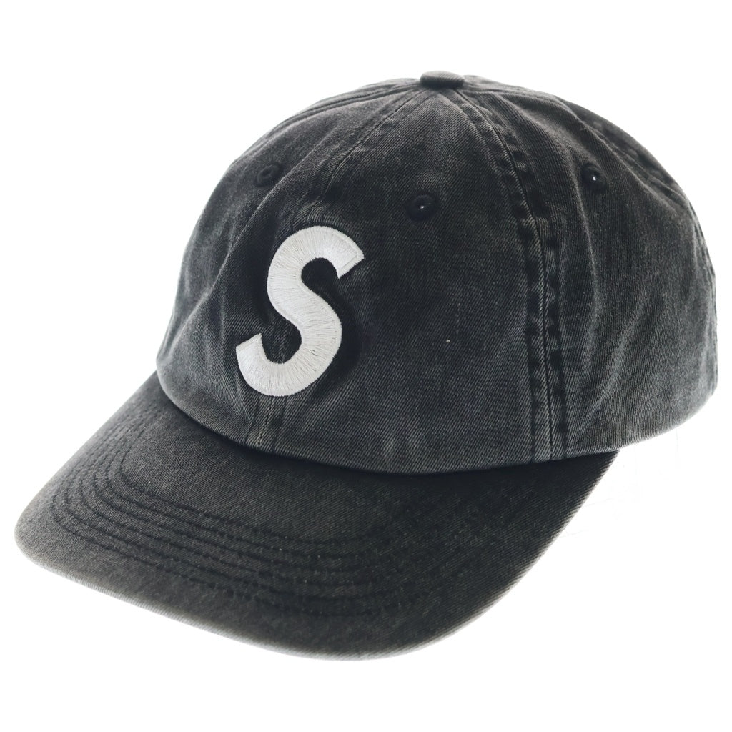 SUPREME(シュプリーム) 23AW Pigment Coated S Logo 6-panel Cap コーティング ロゴ エンブロイダリー デニム キャップ グレー