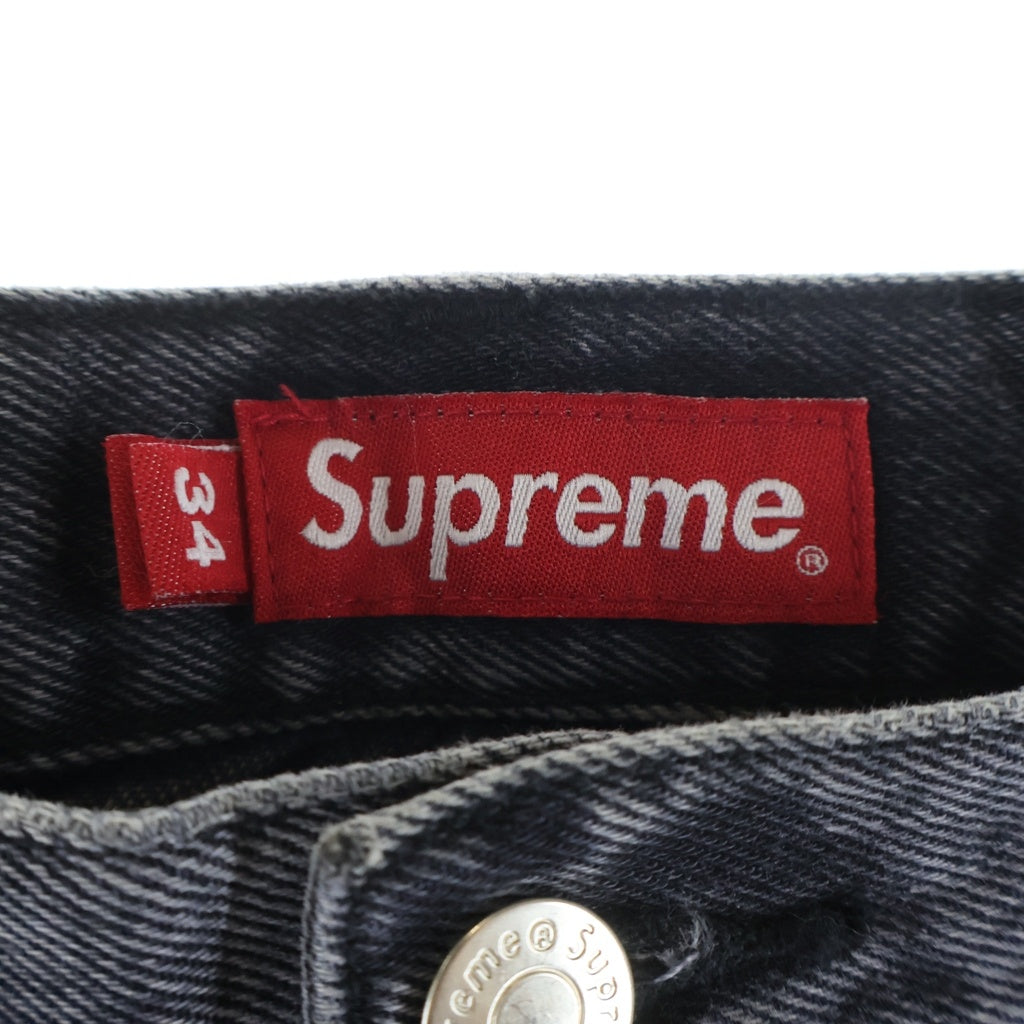 SUPREME(シュプリーム) 23SS Baggy Jean Washed クラシックロゴエンブロイダリー ウォッシュド加工 ジップフライ バギーワイドパンツ グレー