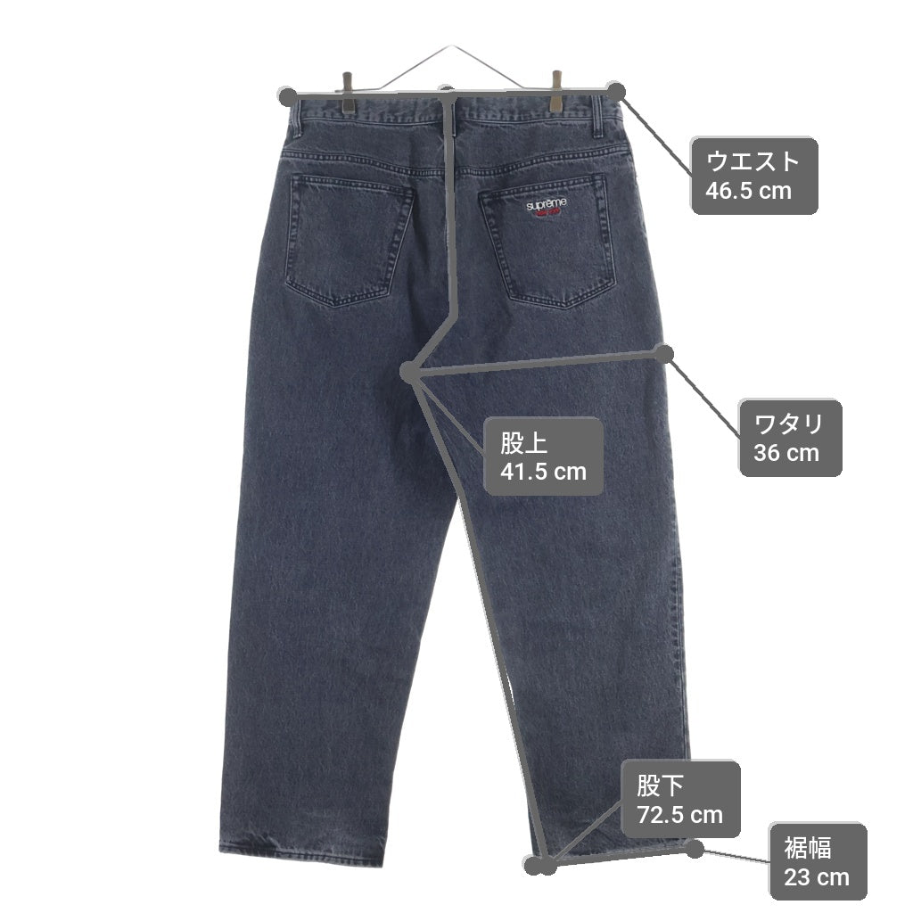 SUPREME(シュプリーム) 23SS Baggy Jean Washed クラシックロゴエンブロイダリー ウォッシュド加工 ジップフライ バギーワイドパンツ グレー