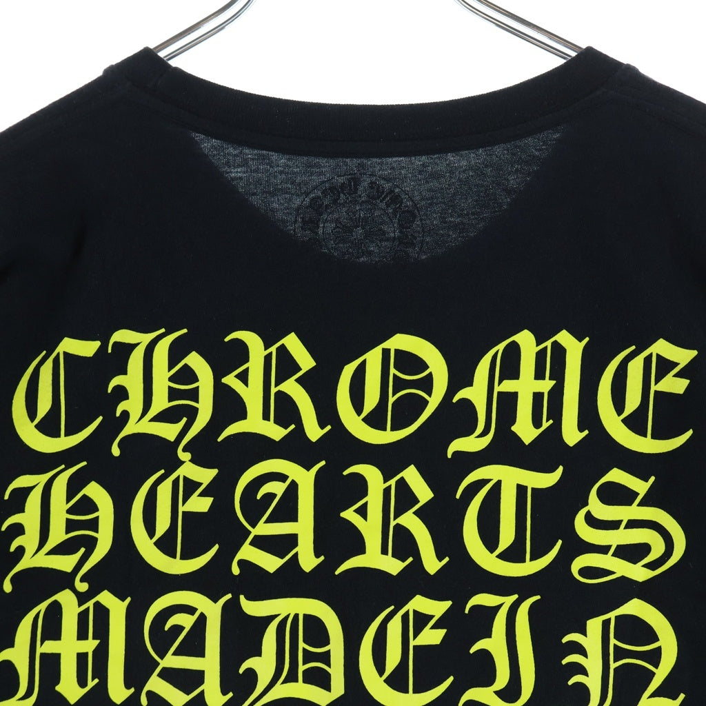 CHROME HEARTS(クロムハーツ) MADE IN HOLLYWOOD VERTICAL LOGO TEE メイドインハリウッド ヴァーティカルロゴ クルーネック ポケット 半袖Tシャツカットソー ブラック/イエロー