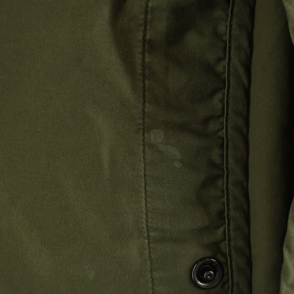 DESCENDANT(ディセンダント) 20AW REMNANTS SATIN LS SHIRT サテン ノーカラー長袖シャツ カーキ