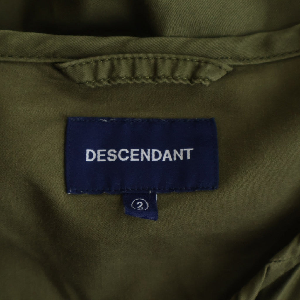 DESCENDANT(ディセンダント) 20AW REMNANTS SATIN LS SHIRT サテン ノーカラー長袖シャツ カーキ