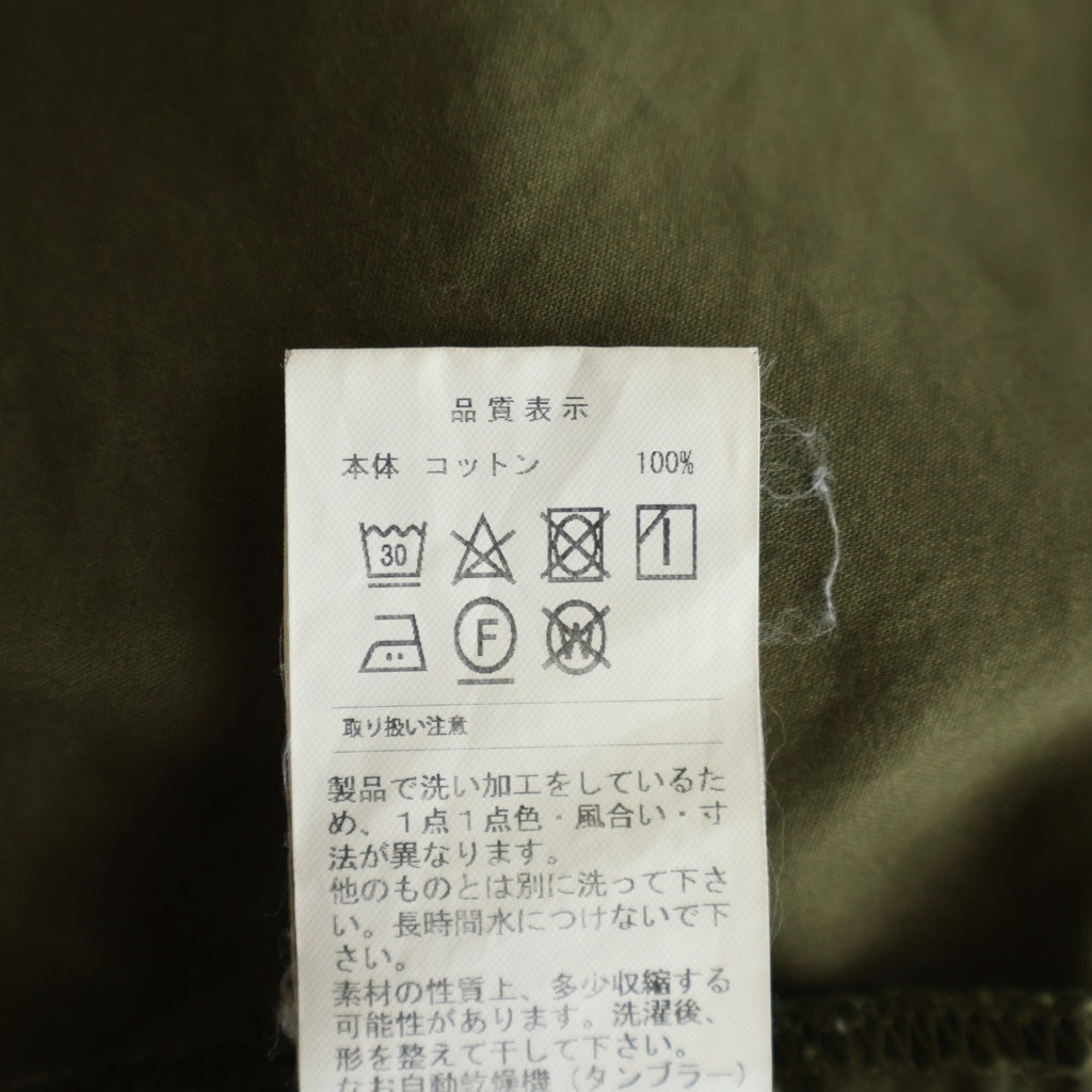 DESCENDANT(ディセンダント) 20AW REMNANTS SATIN LS SHIRT サテン ノーカラー長袖シャツ カーキ