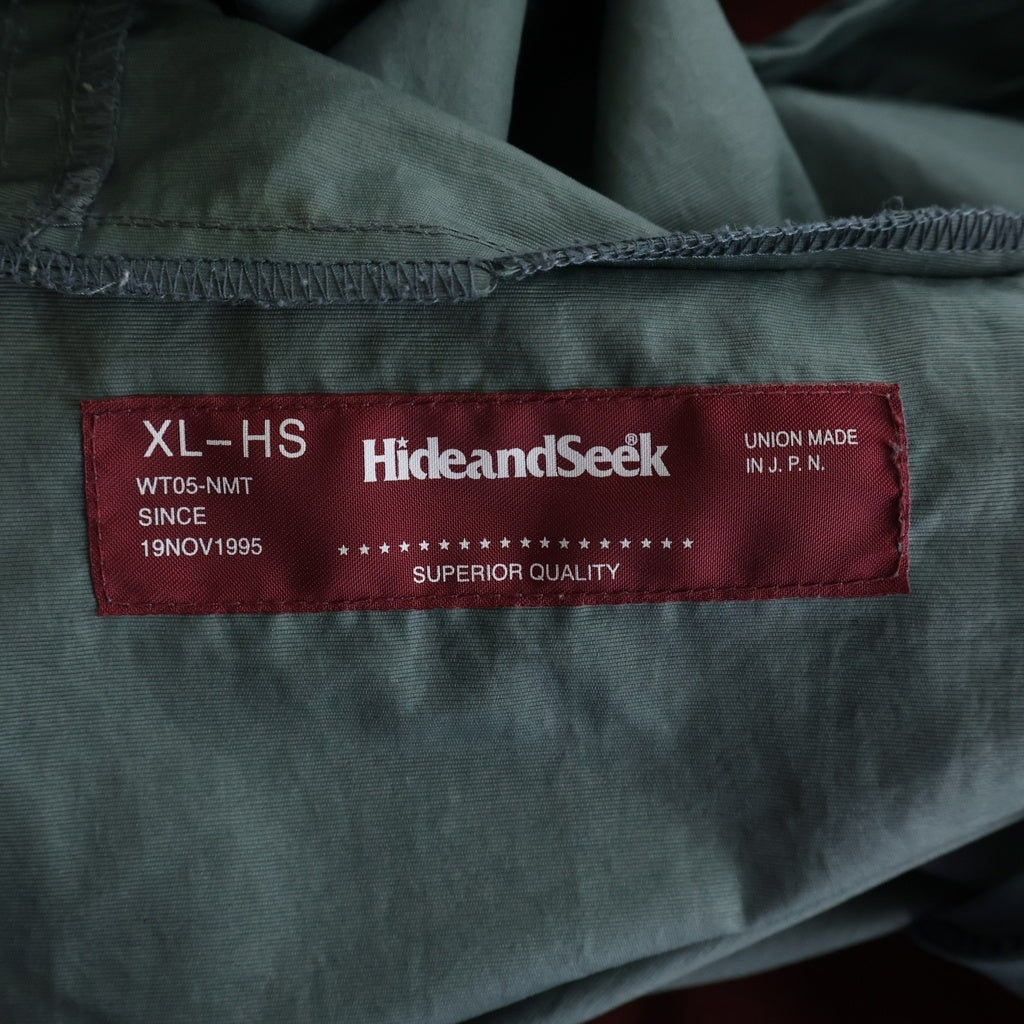 Hideandseek(ハイドアンドシーク) 23SS Nylon Zip Jacket ナイロンジップ フーデッドジャケット グリーン/レッド HJ-010123