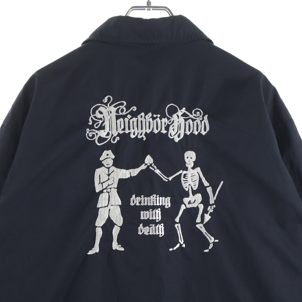 NEIGHBORHOOD(ネイバーフッド) コットン混 スカルエンブロイダリー スイングトップ ジップアップジャケット ブラック TSNH-JK-01