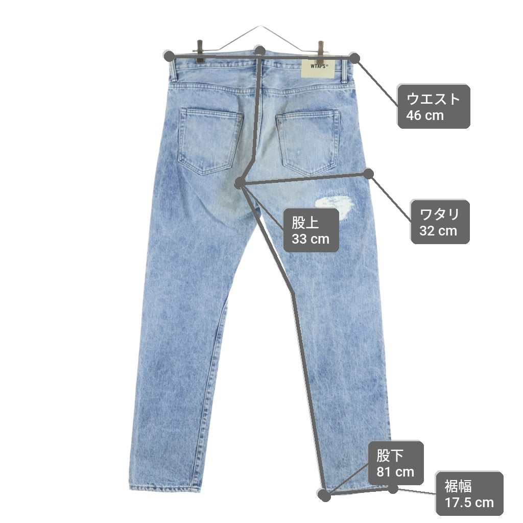 WTAPS(ダブルタップス) 19SS BLUES VERY SKINNY TRASH ブルー ベリー トラッシュ スキニーデニムパンツ ライトインディゴ 191WVDT-PTM01
