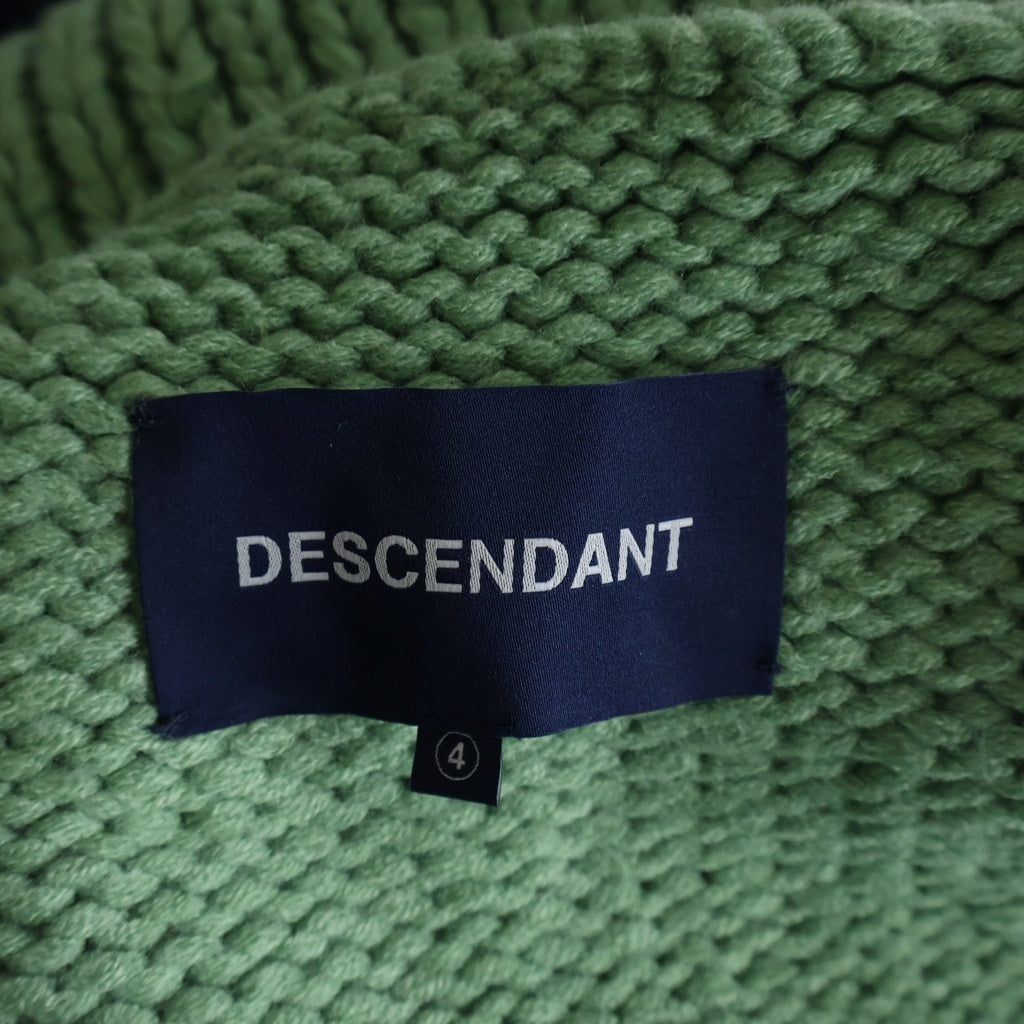 DESCENDANT(ディセンダント) 24AW DAWN COWICHAN SWEATER ダウンカウチンニット ジップアップセーター グリーン/ネイビー