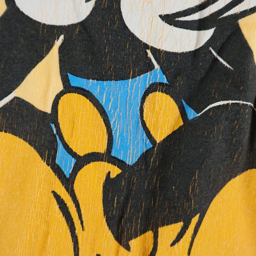 VINTAGE(ヴィンテージ) 90S VINTAGE DISNEY MICKEY&CO ディズニー お座りミッキー フロントプリント クルーネック半袖Tシャツ カットソー イエロー