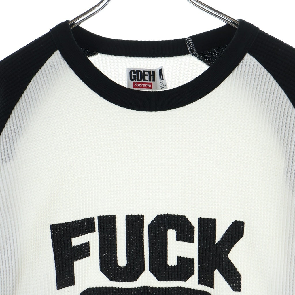 SUPREME(シュプリーム) 25SS ×GOODENOUGH Thermal グッドイナフ フロントプリント ラグラン サーマルカットソー 長袖Tシャツ ブラック/ホワイト