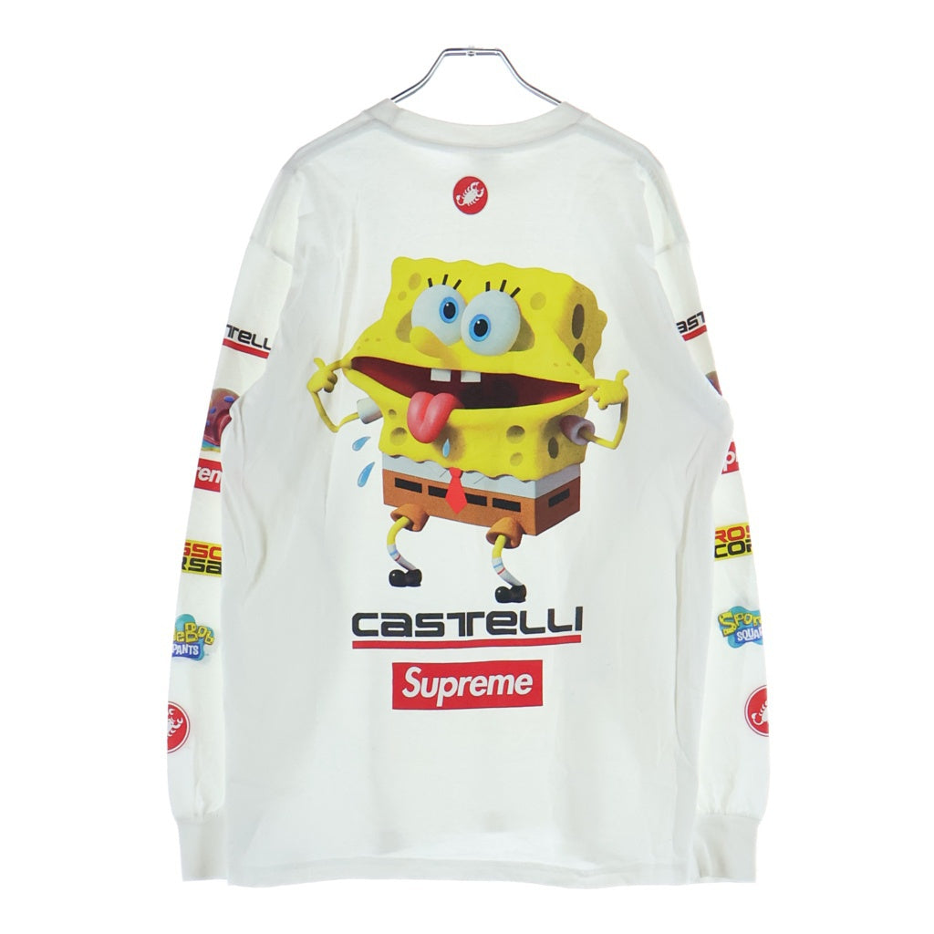 SUPREME(シュプリーム) 25SS ×SpongeBob Castelli Racing L/S Tee スポンジボブ カステリ レーシンググラフィック クルーネック 長袖Tシャツ カットソー ホワイト