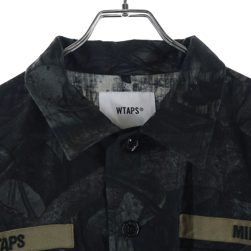 WTAPS(ダブルタップス) 19AW JUNGLE LS SHIRT ジャングル 総柄カモプリント マルチポケット シャツジャケット ブラック 192WVDT-SHM01S