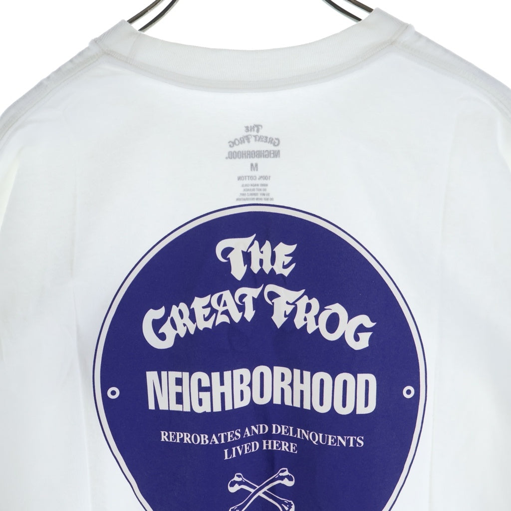NEIGHBORHOOD(ネイバーフッド) 23SS ×GREAT FROG グレートフロッグ ロゴプリント クルーネック半袖Tシャツ カットソー ホワイト 231PCGFN-ST01S