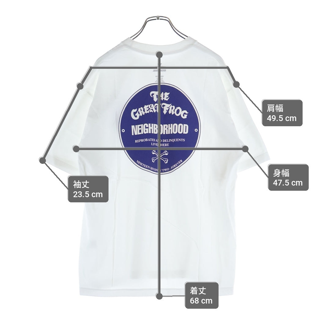 NEIGHBORHOOD(ネイバーフッド) 23SS ×GREAT FROG グレートフロッグ ロゴプリント クルーネック半袖Tシャツ カットソー ホワイト 231PCGFN-ST01S