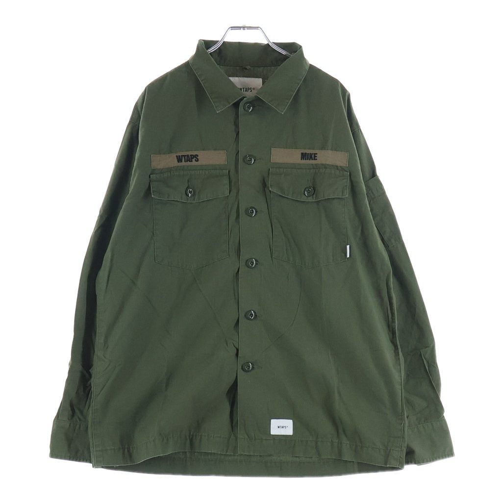 WTAPS(ダブルタップス) 20SS BUDS LS / SHIRT. COTTON. RIPSTOP バッズ ロゴエンブロイダリー フラップポケット ミリタリー長袖シャツ カーキ 201BRDT-SHM02