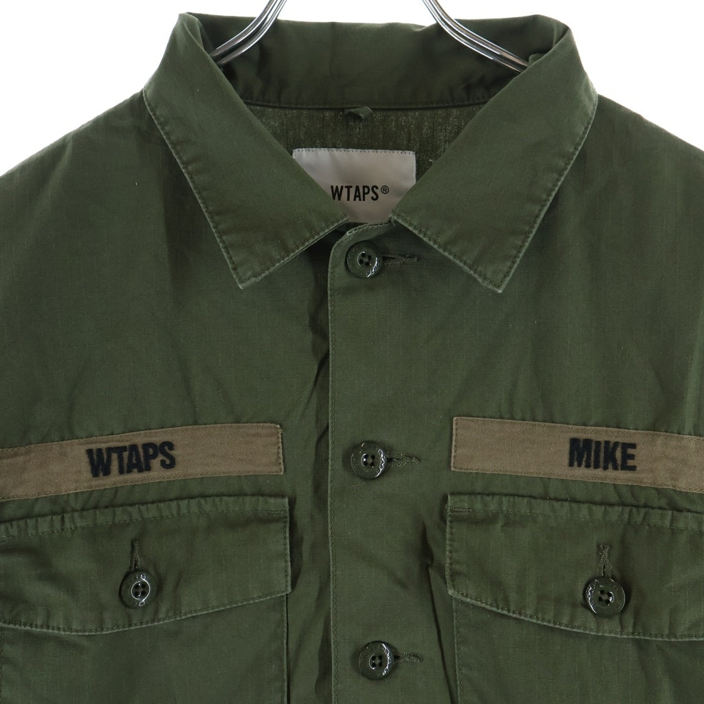 WTAPS(ダブルタップス) 20SS BUDS LS / SHIRT. COTTON. RIPSTOP バッズ ロゴエンブロイダリー フラップポケット ミリタリー長袖シャツ カーキ 201BRDT-SHM02
