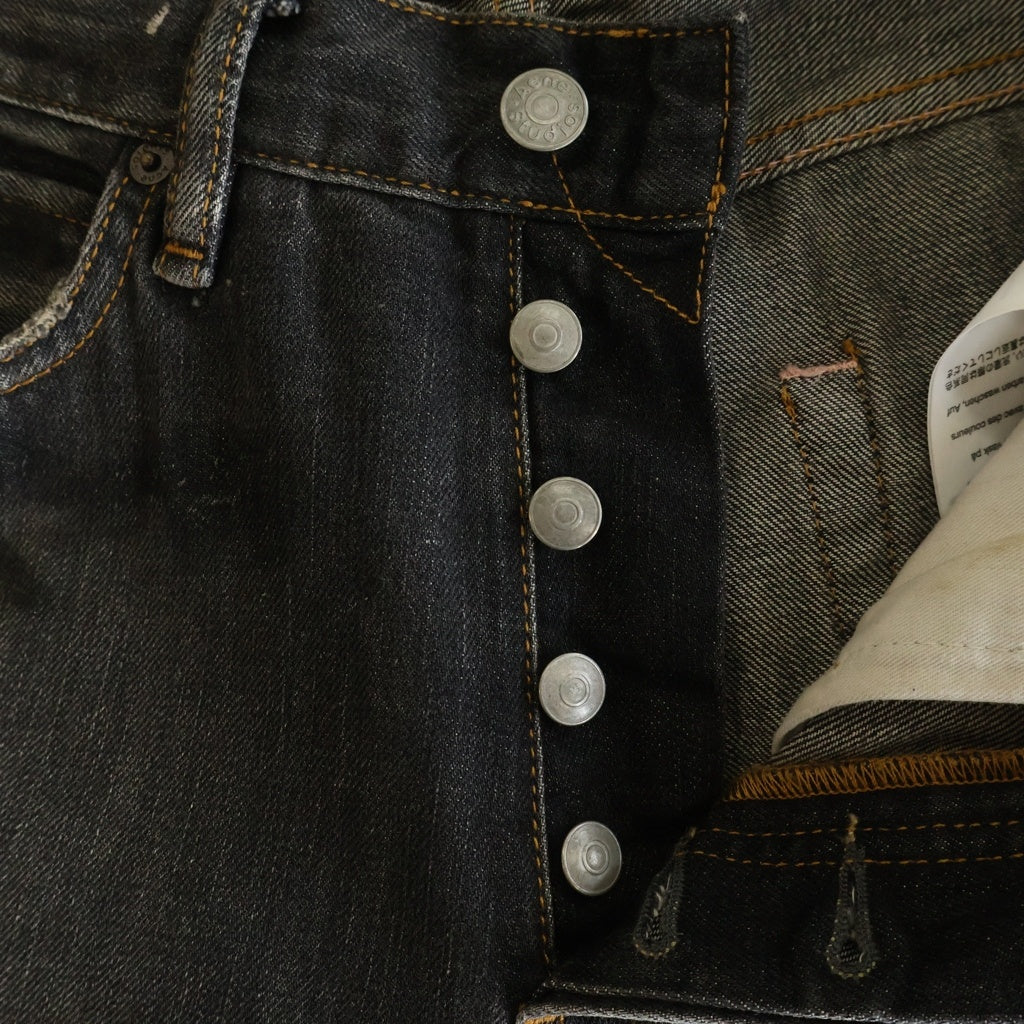Acne Studios(アクネ ストゥディオズ) 25SS 1981U BLACK TRAFALGAR ルーズフィット ウォッシュ加工 ボタンフライ コットン ジーンズ デニム グレー C00081-
