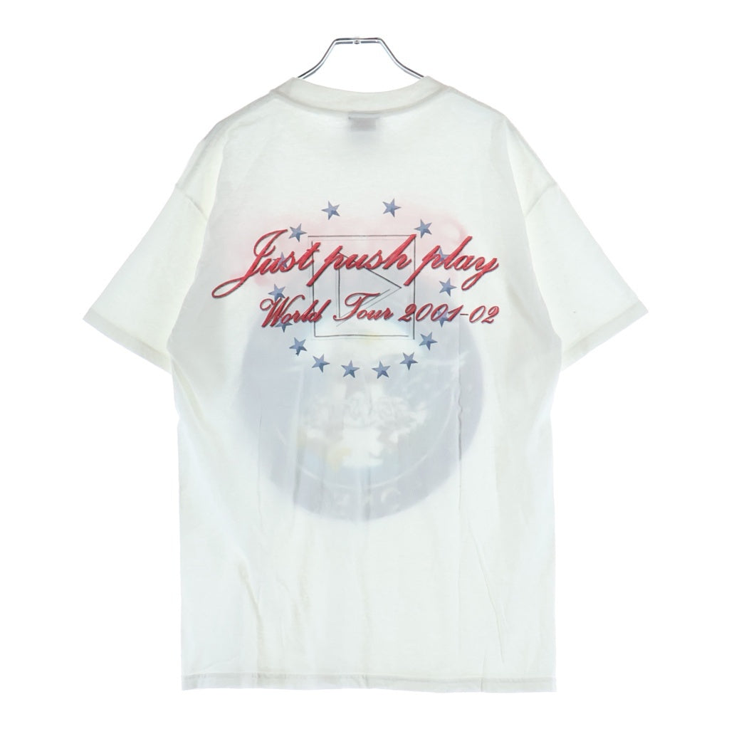 VINTAGE(ヴィンテージ) 00S VINTAGE AEROSMITH 2001 AERO FORCE ONE JUST PUSH PLAY WORLD TOUR ヴィンテージ エアロスミス 両面プリント クルーネック半袖Tシャツ カットソー ホワイト
