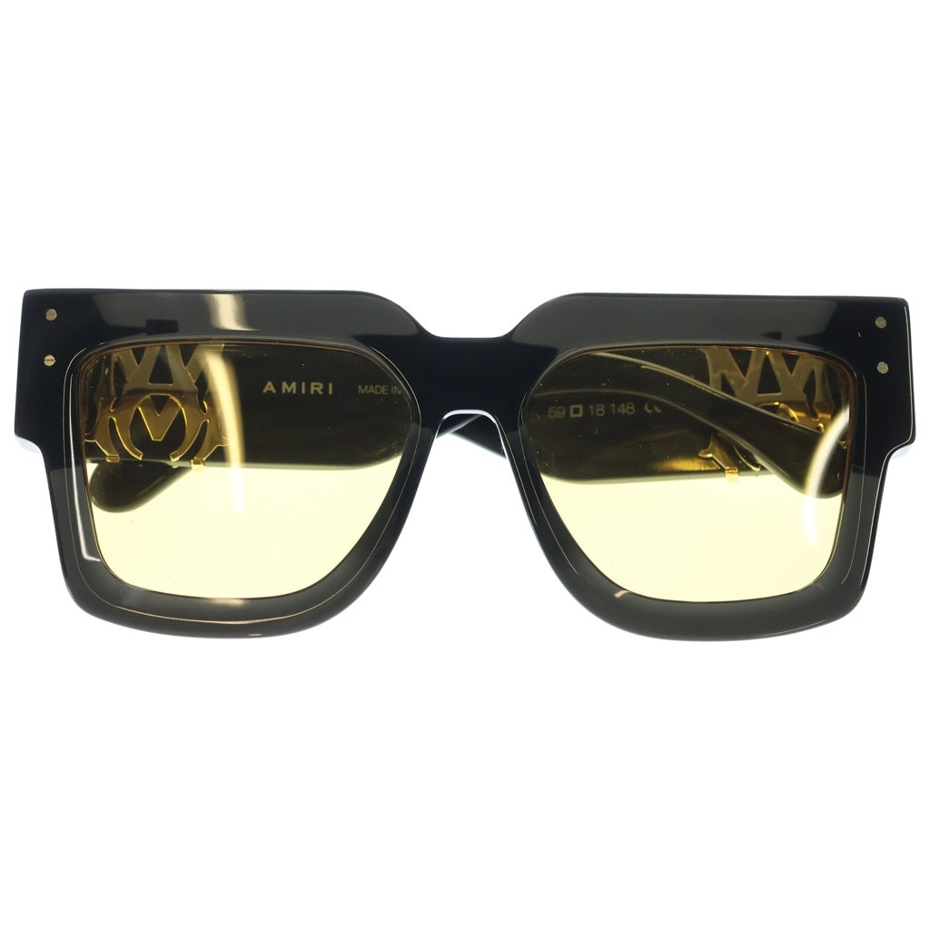 AMIRI(アミリ) JUMBO MA SUNGLASSES MAロゴ ジャンボ ウェリントンフレーム サングラス アイウェア 眼鏡 ブラック/イエロー AMACSN1001