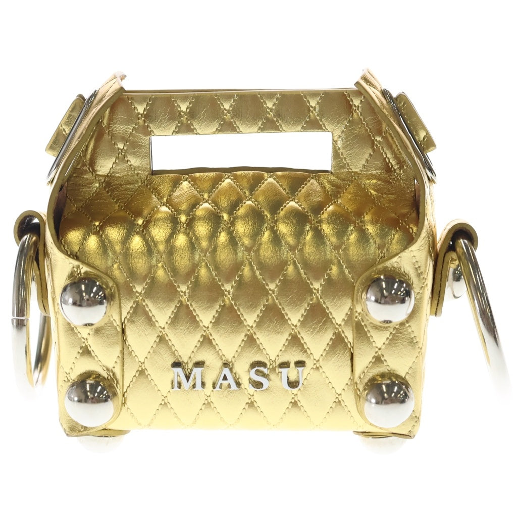 MASU(エムエーエスユー) 25AW LEATHER CAKE BAG PETIT レザー ケーキ ペティット キルティング ミニハンドバッグ ゴールド M25F9OJ007 レディース