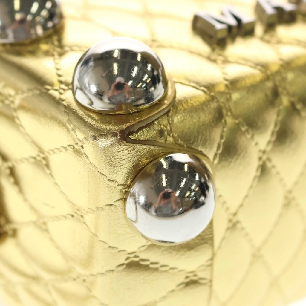 MASU(エムエーエスユー) 25AW LEATHER CAKE BAG PETIT レザー ケーキ ペティット キルティング ミニハンドバッグ ゴールド M25F9OJ007 レディース