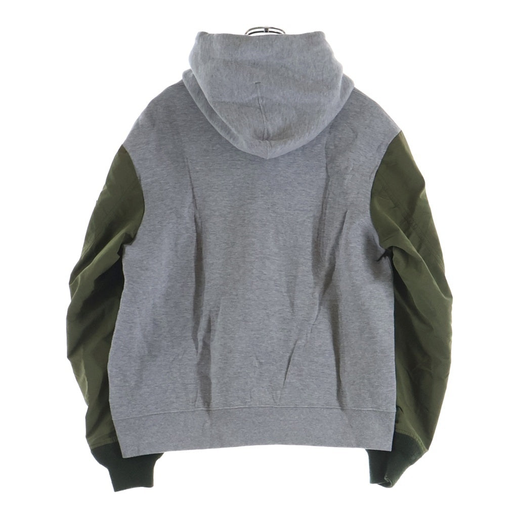 COMME des GARCONS HOMME(コムデギャルソンオム) 22SS AD2021 袖ナイロン切り替え ジップアップスウェットパーカー フーディー グレー/カーキ HI-T011