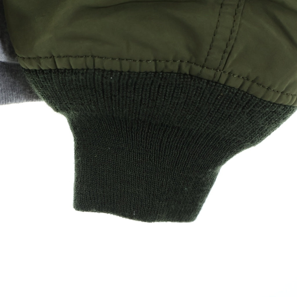 COMME des GARCONS HOMME(コムデギャルソンオム) 22SS AD2021 袖ナイロン切り替え ジップアップスウェットパーカー フーディー グレー/カーキ HI-T011
