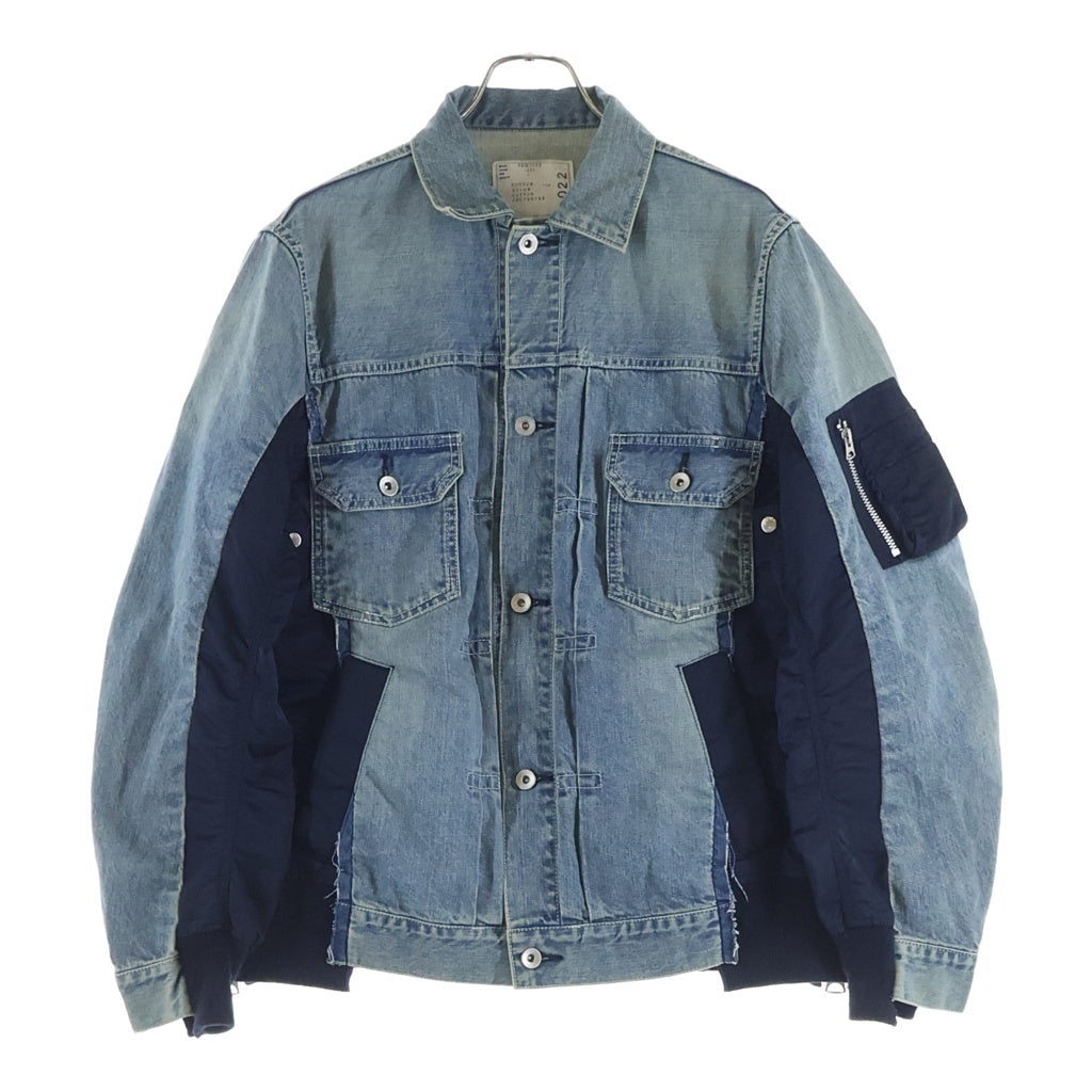 Sacai(サカイ) 21AW DENIM MA-1 JACKET ナイロンドッキング デニムトラッカージャケット インディゴ/ネイビー SCM-022