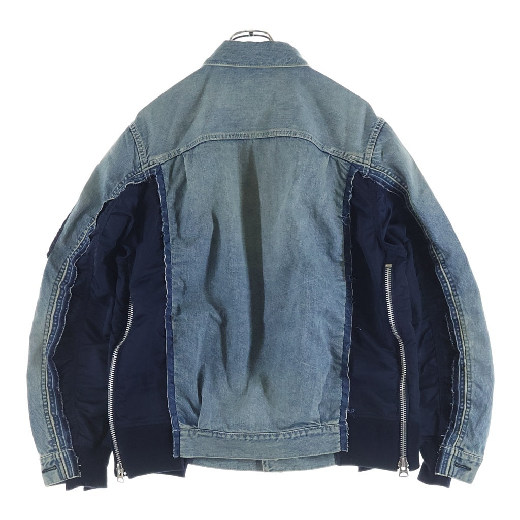 Sacai(サカイ) 21AW DENIM MA-1 JACKET ナイロンドッキング デニムトラッカージャケット インディゴ/ネイビー SCM-022