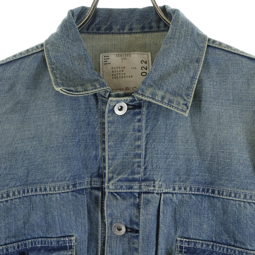 Sacai(サカイ) 21AW DENIM MA-1 JACKET ナイロンドッキング デニムトラッカージャケット インディゴ/ネイビー SCM-022