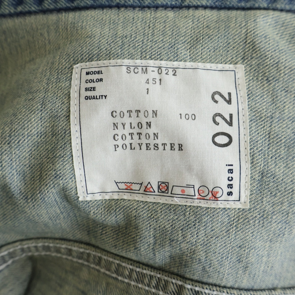 Sacai(サカイ) 21AW DENIM MA-1 JACKET ナイロンドッキング デニムトラッカージャケット インディゴ/ネイビー SCM-022