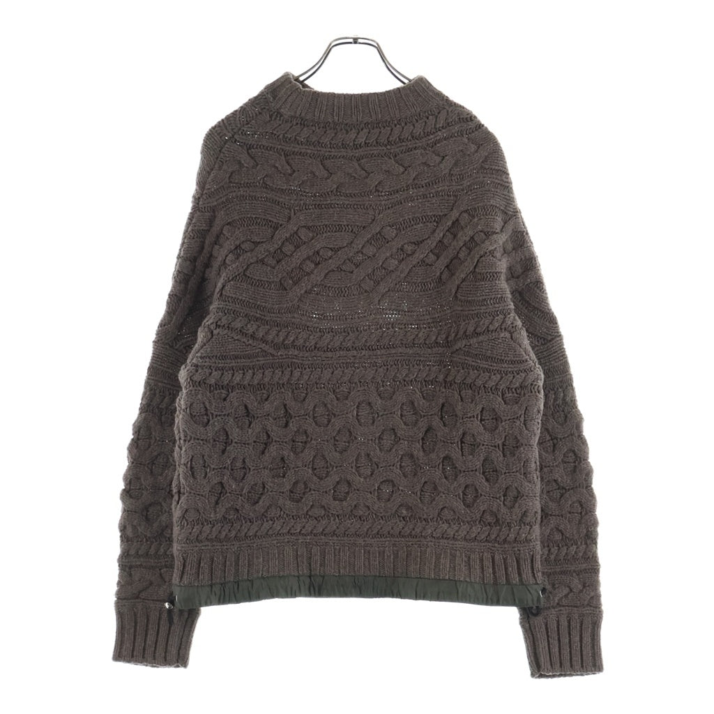 Sacai(サカイ) 22AW ナイロン切り替え ウール クルーネックニットセーター ブラウン 22-02917M