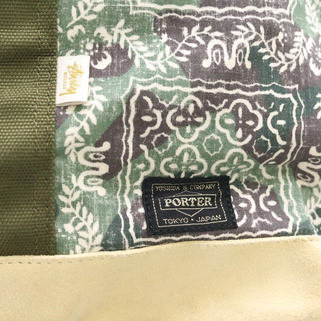 STUSSY(ステューシー) ×PORTER ×REYN SPOONER ポーター レインスプーナー ロゴパッチ バンダナ柄 トートバッグ グリーン
