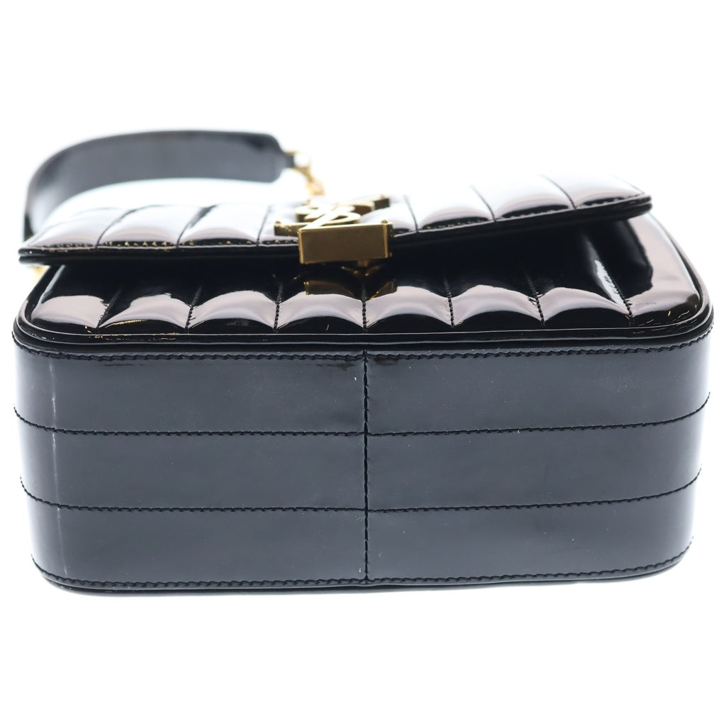 SAINT LAURENT PARIS(サンローランパリ) VICKY ヴィッキー パテントキルティングレザー チェーンショルダーバッグ ゴールド金具 ブラック BMB532612 レディース