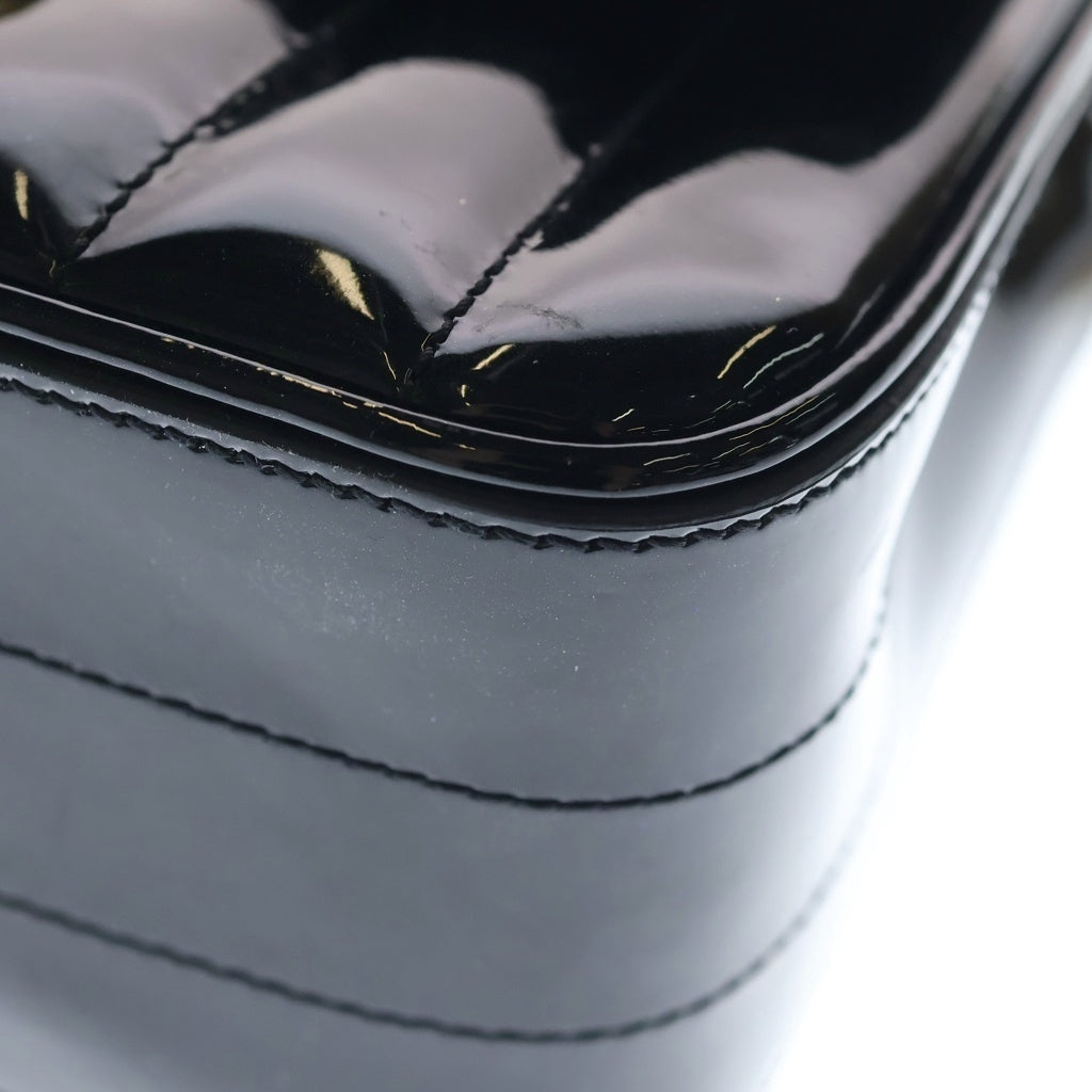 SAINT LAURENT PARIS(サンローランパリ) VICKY ヴィッキー パテントキルティングレザー チェーンショルダーバッグ ゴールド金具 ブラック BMB532612 レディース