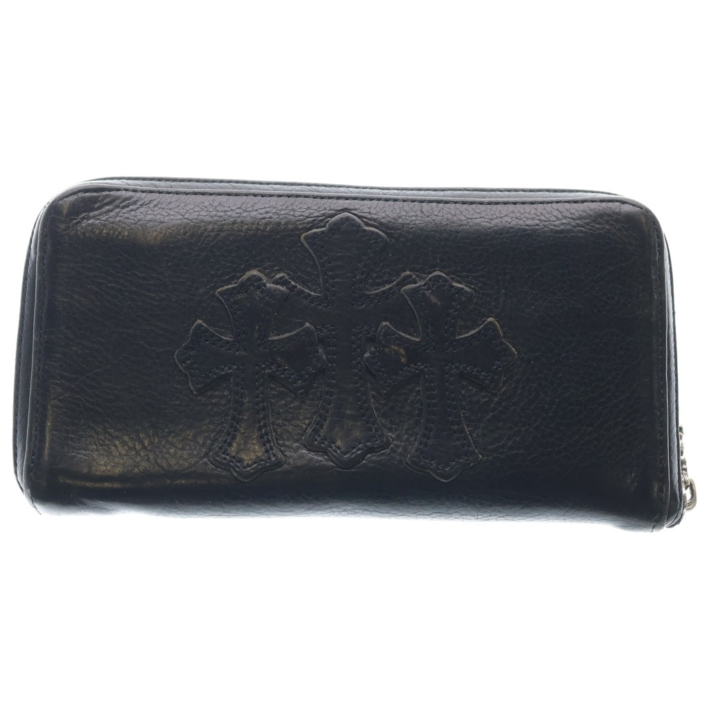 CHROME HEARTS(クロムハーツ) REC F ZIP 3セメタリー クロスパッチ ラウンドファスナーウォレット 長財布 ブラック