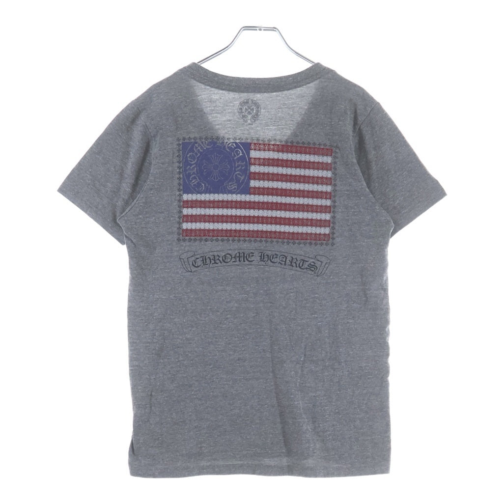 CHROME HEARTS(クロムハーツ) OLD AMERICAN FLAG VINE DAGGER HORSESHOE TEE オールド アメリカンフラッグ ヴァインダガー ホースシュー Vネック 半袖Tシャツ カットソー ブラック